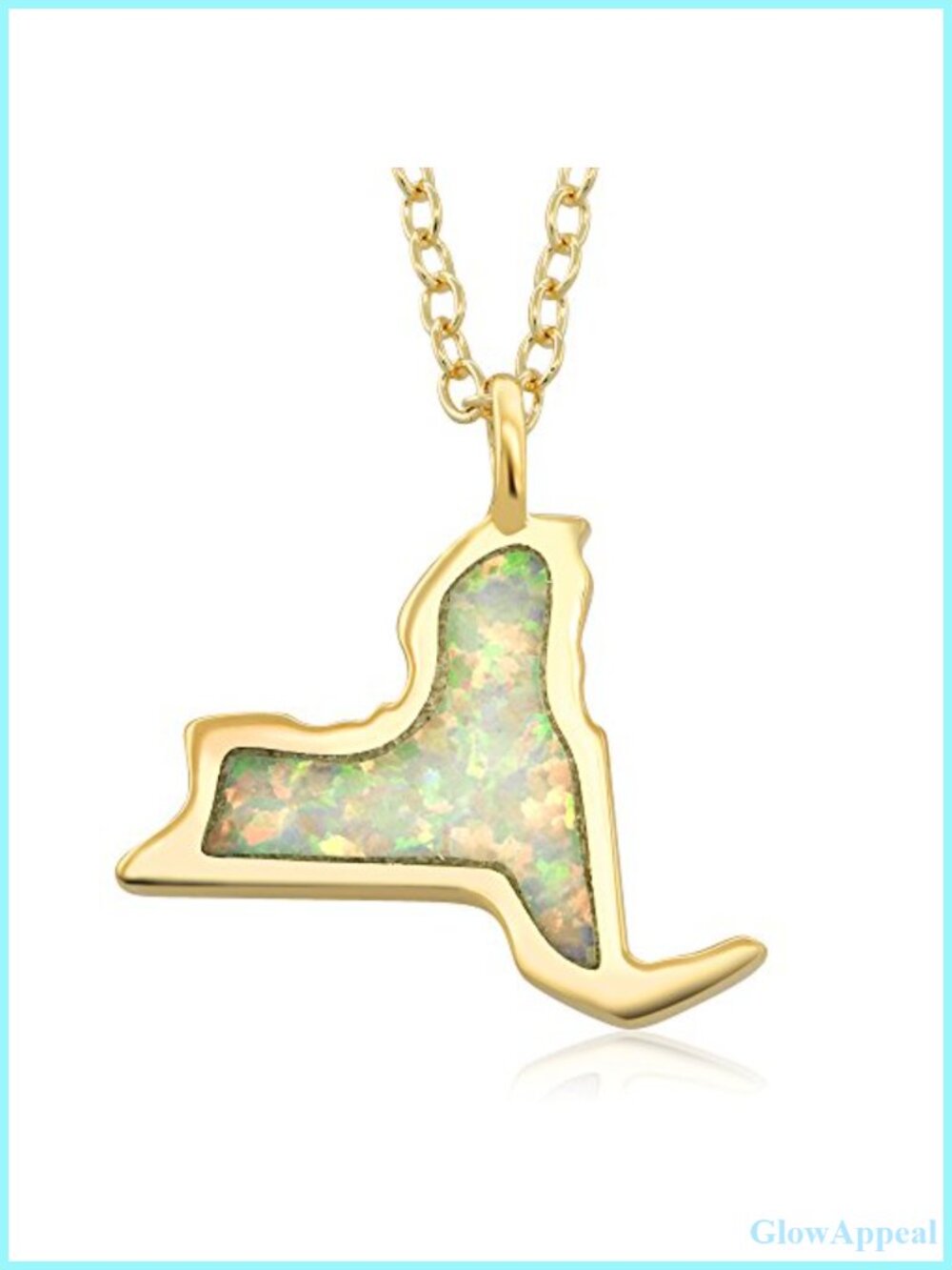925 Sterling Silver Yellow Plated New York Created Opal Pendant Necklace 18